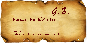 Genda Benjámin névjegykártya